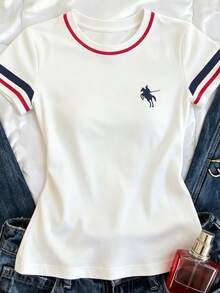 IslaSuriya Crew Neck Regular Shoulder Slim Fit Short Sleeve T-Shirt - White - View 3