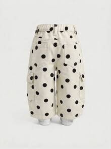 SHEIN Celana Jeans Denim Kargo Motif Polkadot untuk Bayi Laki-laki - MultiWarna - View 2