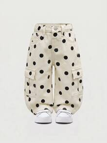 SHEIN Celana Jeans Denim Kargo Motif Polkadot untuk Bayi Laki-laki - MultiWarna - View 3