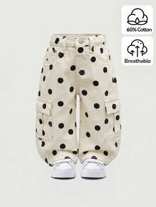 SHEIN Celana Jeans Denim Kargo Motif Polkadot untuk Bayi Laki-laki - MultiWarna - View 1