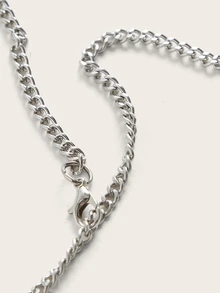 SHEIN ICON Chain Detail Backless Metallic Halter Top - White - View 5