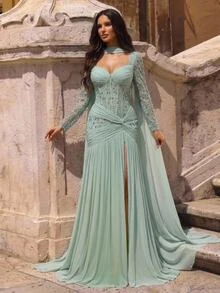 Glamrae فساتين رسمية وسهرة للنساء - العشب الأخضر - مشاهدة 7