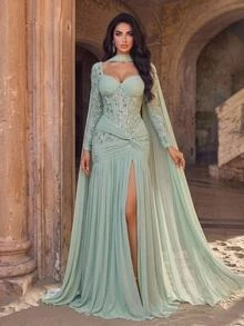 Glamrae فساتين رسمية وسهرة للنساء - العشب الأخضر - مشاهدة 2