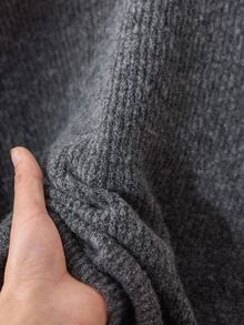 CosyJoli Plus Size Loose Drop Shoulder Casual Knit Sweater, Autumn/Winter Fall - Dark Grey - View 4