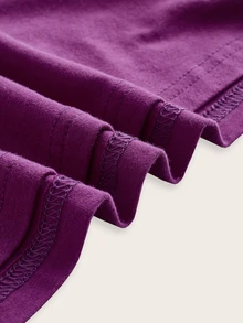 SHEIN ICON Rhinestone Detail Mock Neck Bodycon Dress - Purple - View 5