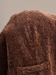 Zovinel Dark Brown Faux Fur Waistcoat Button Closure With Back Buckle Design,Vintage Romantic Elegant For Fall Autumn/Winter, Old Money Style,Party Event - Brown - View 9