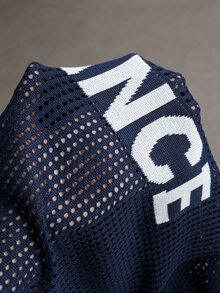 Manfinity EMRG Men's Letter & Graphic Print Crew Neck Short Sleeve Knit Top, Football - Royal Blue - View 8