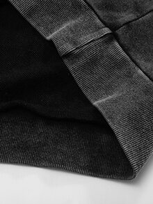 Manfinity EMRG Men's Dark Grey Streetwear Hoodie,Autumn Knitted Sweatshirt,Loose Cropped Cross Pattern Minimalist Ink Line Design,Versatile Holiday Gift,Unisex - Black - View 6