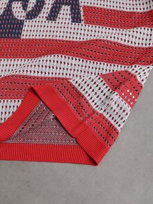 Manfinity EMRG Men's Striped & Letter Print Contrast Color Short Sleeve Knit Top, Football - Red - View 4