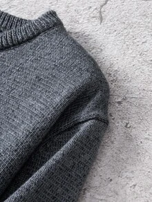 Manfinity EMRG Men's Basic Casual Crew Neck Long Sleeve Sweater, Fall Winter - Black - View 6
