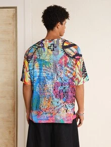 LOONEY TUNES X SHEIN Men's Hip-Hop Cartoon Graphic Print Short Sleeve T-Shirt - Multicolor - View 2