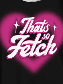 Mean Girls | SHEIN Plus Size Fashion Letter & Heart Graphic Print Round Neck Short Sleeve T-Shirt - White - View 4