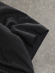 Manfinity EMRG Men's Casual Striped Short Sleeve Shirt, Summer - Black - View 6