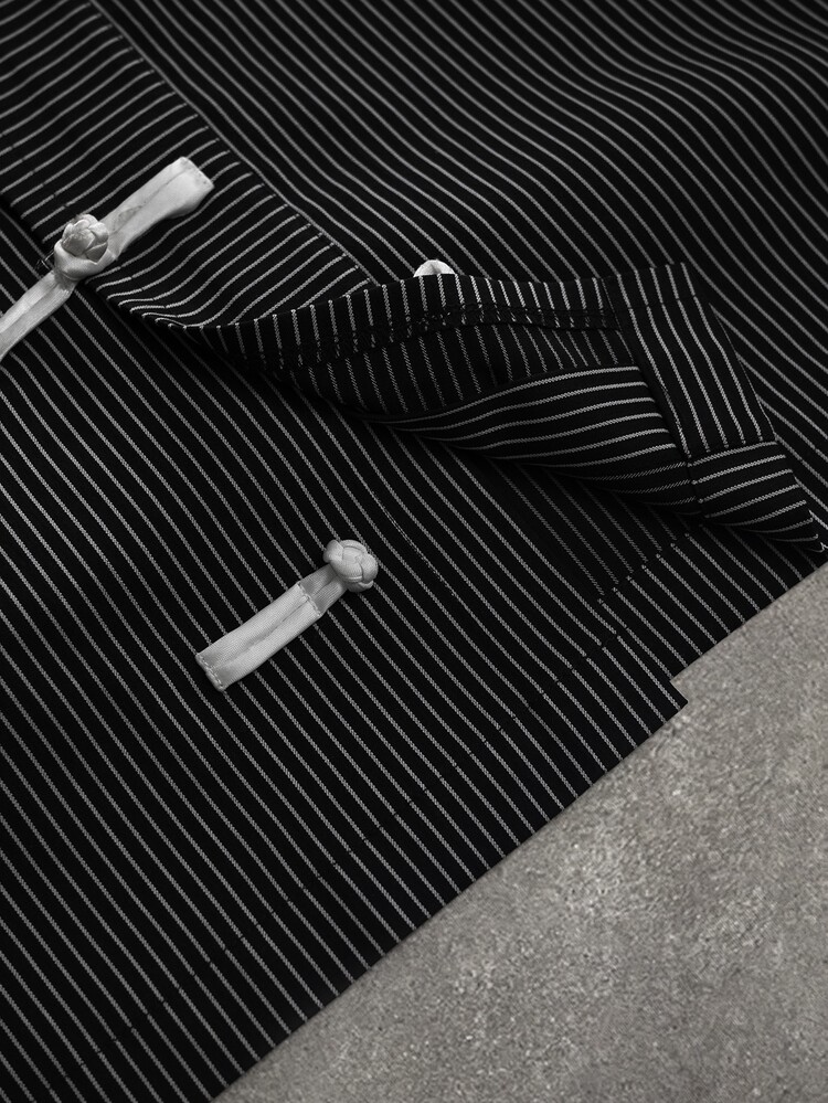 Manfinity EMRG Men's Casual Striped Short Sleeve Shirt, Summer - Black - View 7