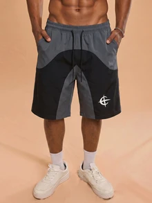 Manfinity EMRG Men's Casual Colorblock Patchwork Shorts, Summer - Multicolor - View 4