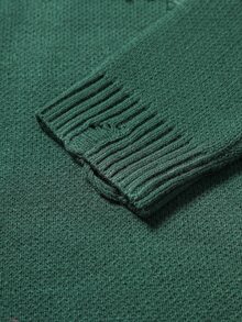 Manfinity EMRG Men's Letter Distressed Crew Neck Long Sleeve Casual Sweater, Autumn/Winter - Dark Green - View 5