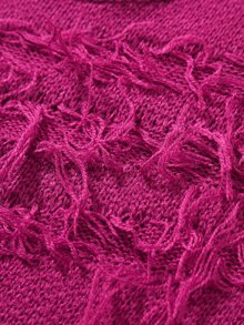 Manfinity EMRG Men's Solid Color Distressed Vintage Crew Neck Long Sleeve Sweater - Hot Pink - View 5