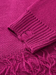 Manfinity EMRG Men's Solid Color Distressed Vintage Crew Neck Long Sleeve Sweater - Hot Pink - View 6