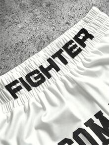 Manfinity EMRG Men's Summer Elastic Waist Digital Print Thai Boxing Shorts, Holiday - White - View 4