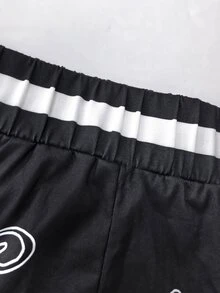 Manfinity EMRG Men's Colorblock Elastic Waist Loose Shorts, Suitable For Sports And Daily Wear, Holiday - Black - View 4