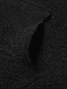 Manfinity EMRG Men's Black Autumn Streetwear Graduation Back-To-School Zip Up Hoodie,Solid Color Long Sleeve Double Zipper Sweater Cardigan,Casual Knit Jumper Top - Multicolor - View 7