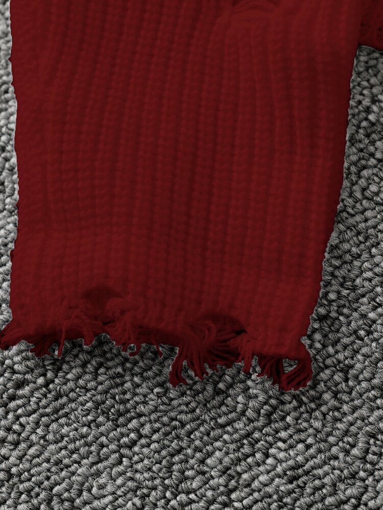 Manfinity EMRG Blogger Stylish Design Solid Color Distressed Pullover Sweater For Men, Autumn/Winter - Burgundy - View 4