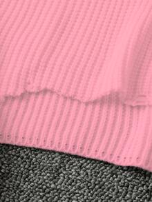 Manfinity EMRG Suéter básico casual de cuello redondo con mangas largas, de punto acanalado y desgastado, en color rosa polvo para hombres - Rosa vieja - Ver 6