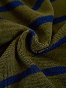 SHEIN Preppy Stripe Polo Collar Relaxed Fit Knit Sweater - Multicolor - View 8