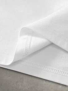 Manfinity EMRG Men's Casual Daily Commute Fashion Street Dollar Stamp Letter Print Short Sleeve White T-Shirt, Summer - White - View 5