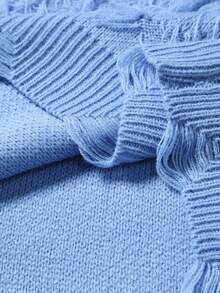 Manfinity EMRG Men's Casual Loose Solid Color Crew Neck Long Sleeve Sweater, Fall Winter - Blue - View 7