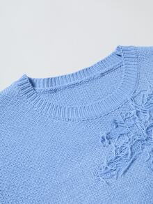 Manfinity EMRG Men's Casual Loose Solid Color Crew Neck Long Sleeve Sweater, Fall Winter - Blue - View 5