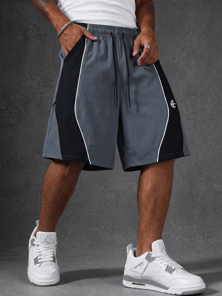 Manfinity EMRG Men's Contrast Color Elastic Waist Drawstring Casual Summer Shorts - Multicolor - View 1