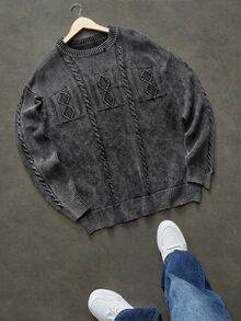 Manfinity EMRG Men's Round Neck Long Sleeve Basic Top, Casual Everyday Wear - Black - View 3