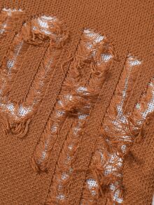 Manfinity EMRG Men's Crew Neck Long Sleeve Distressed Casual Knit Pullover Sweater - Brown - View 4