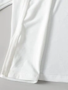 SHEIN 兒童青少年女孩秋季休閒基礎日常穿著運動彈性白色抹胸高領瑜伽外套，5款設計隨機1件 - 白色 - 查看 7