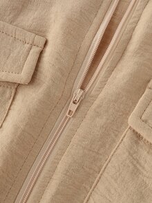 LUMIGAL Women's Casual Commute Solid Color Jumpsuit - Khaki - View 6