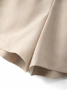Linhara Plus Size Casual Shorts With Belt Decor, For Outdoor Activities - Khaki - View 5