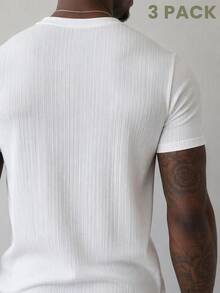 AKNOTIC Men's Summer Casual Versatile Solid Color T-Shirt Set - White - View 5