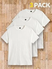 AKNOTIC Men's Summer Casual Versatile Solid Color T-Shirt Set - White - View 1