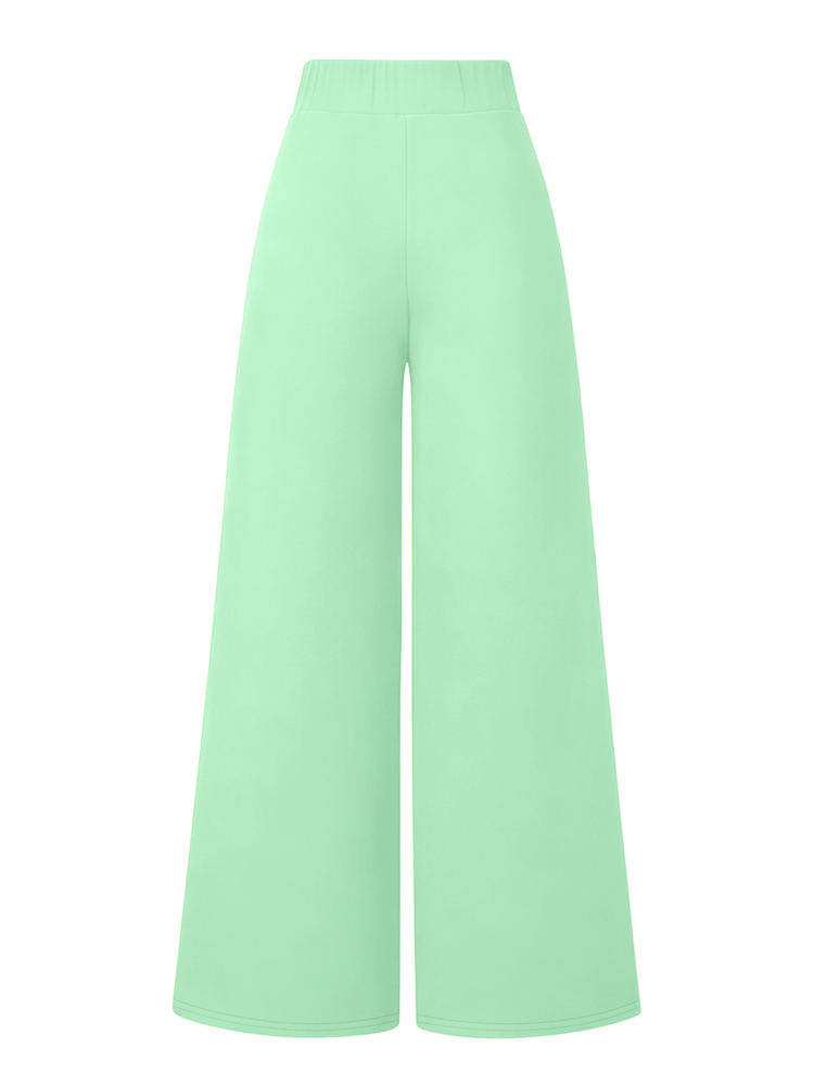 SHEIN LUNE Plus Size Women's Fashion Minimalist Slimming Casual Versatile Long Pants - Mint Green - View 2