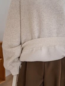 DAZY Solid Color Loose Long Sleeve Pullover Casual Streetwear Autumn/Winter Women's Sweatshirt - Grey - View 5