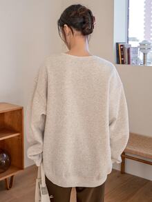 DAZY Solid Color Loose Long Sleeve Pullover Casual Streetwear Autumn/Winter Women's Sweatshirt - Grey - View 6