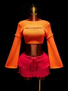 Amplova Sweater Super Crop & Atasan Rajut & Atasan Shrug - Kuning - View 12
