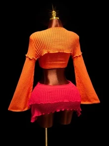 Amplova Sweater Super Crop & Atasan Rajut & Atasan Shrug - Kuning - View 11