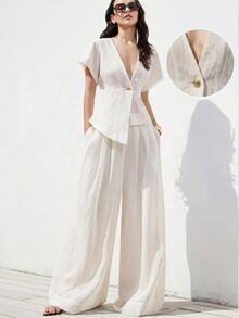 Aveloria Modichic Women Two Pieces Outfits For Daily Wear - White - View 1