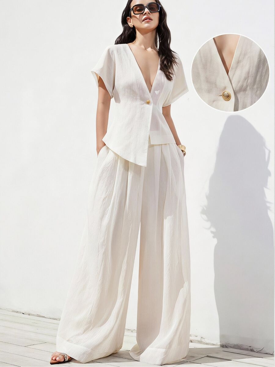 Aveloria Modichic Women Two Pieces Outfits For Daily Wear - White - View 1