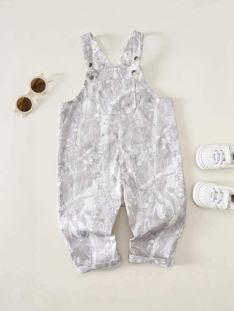 SHEIN Baby Boy Casual Fashion Gray Camouflage Overalls - Grey - View 4