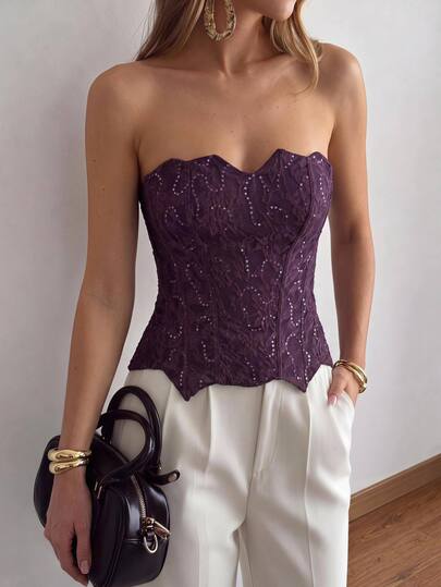 Firerie Top de mujer para primavera/verano, festival de música, casual, streetwear, sexy, elegante, adecuado para citas, ir al trabajo, escote profundo en V, push-up, patchwork