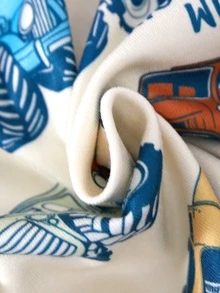 SHEIN 休閒極簡卡通圖案修身舒適圓領長袖居家服套裝，圓領長袖上衣 + 長褲 - 彩色 - 查看 6