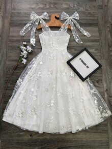 SHEIN Raffinéa Elegant Lace Jacquard Dress - White - View 4